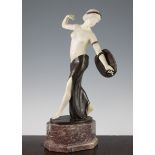 George Schrimpf (German, 1889-1938). An Art Deco alabaster and patinated bronze model of a