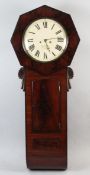 A William IV flame mahogany drop dial wall clock, the painted circular dial signed Condlifte,