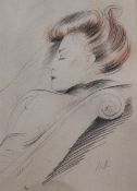 Paul Cesar Helleu (1859-1927)pencil and red chalk,Study of a sleeping woman,signed,11.75 x 8.5in.