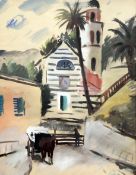 Enrico Paulucci (1901-1999)gouache and watercolour,Church of Portofino,signed and dated '30?,15.5