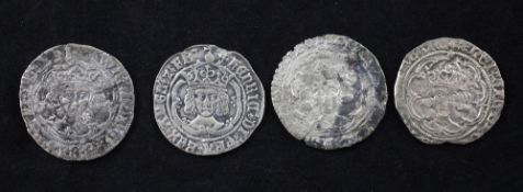 Four Henry VII silver groats, facing bust issues, Good to Fine