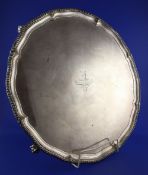 A large 19th century Old Sheffield plate salver by Walter Knowles & Co, of shaped circular form,