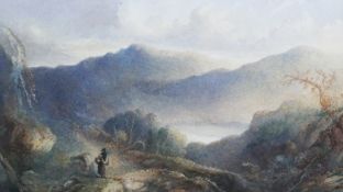 Sidney Paget (1860-1908)watercolour,Figure in a Highland landscape,11.5 x 19.75in.