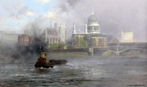 § David Shepherd (1931-)oil on canvas,St Paul's from the Thames,signed, Commissioned from the artist