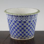 A Wedgwood Diceware three colour jasper cache pot, 19th century, of tapering cylindrical form,