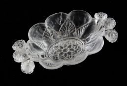 A Mughal style rock crystal lobed small bowl, the oval lobed bowl formed as petals, with a pair of