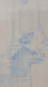 Attributed to Walter Richard Sickert (1860-1942)blue crayon on paper,'The Conductor', Old