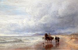 Charles Thomas Burt (1823-1902)oil on canvas,Seaweed gatherers along the shore,signed and dated