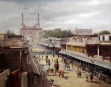 Studio of Lala Deon Dayal (Indian, 1844-1910)oil on canvas,View of Hyderabad, (Secunderabad)