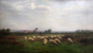 William Luker (1828-1905)oil on board,Sheep in a meadow at Nuffield,signed, inscribed and dated