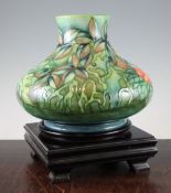 A Moorcroft Sultan of Brunei pattern vase, c.1992, of squat baluster form decorated with a