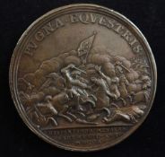 Battle of Almenara 1710 bronze medal, 48mm, obverse with portrait inscribed 'Anna Augusta',
