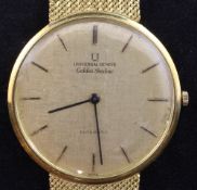 A gentleman's 18ct gold Swiss Universal Golden Shadow automatic wrist watch, with brushed yellow