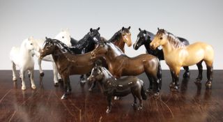 A collection of nine Beswick horses, late 20th century, Connemara model 1641, Dartmoor model 1642,