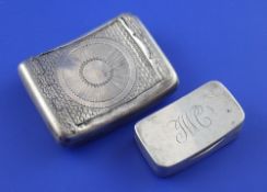 A George III silver concave snuff box by Joseph Wilmore, engraved with sunburst panel and "scale"