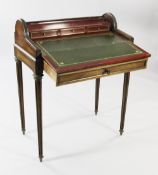 A late 19th century French Louis XVI style mahogany and brass mounted lady's writing desk, with