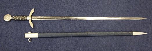 A Third Reich Luftwaffe officer's sword, marked for SMF Solingen, with fullered steel blade and