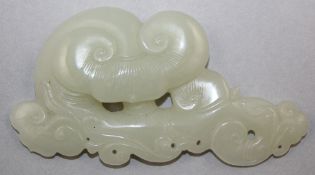 A Chinese pale celadon jade carving of lingzhi fungus, 10cm
