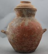 A Greek Cypriot redware vase and a Greek terracotta ring bowl, c.3rd century BC, the Greek Cypriot