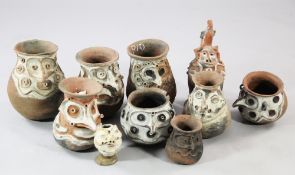 Papua New Guinea, a collection of ten Aibom Village small clay vessels, including storage jars,