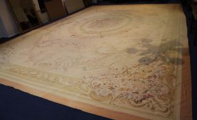A large hand-woven tapestry carpet in the Aubusson style made by The Rug Company, with typical