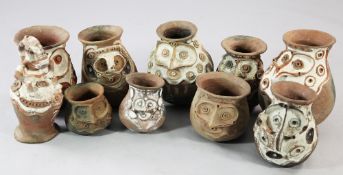 Papua New Guinea, a collection of ten Aibom Village small clay vessels, including storage jars,