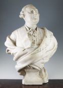 In the manner of Louis-Simon Boizot. An early 19th century French carved marble bust of Louis XVI,