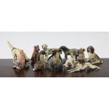 A collection of thirteen late 19th / early 20th century cold painted bronze animals, probably