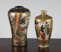 Two Japanese Satsuma pottery miniature vases, early 20th century, the first of baluster form painted
