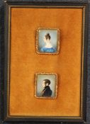 Victorian Schoolpair of oils on ivory,Miniatures of a lady and gentleman, half length in profile,1.