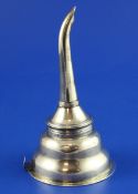A George III silver wine funnel, with reeded bands, William Bennett, London, 1808, 5.75in.