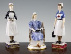 Three Royal Worcester porcelain figures of nurses, comprising Sister, London Hospital, no.463/500,