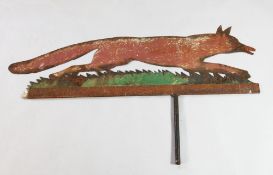 A 19th century painted metal fox weather vane, W.4ft 2in.