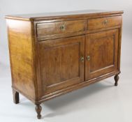 A 19th century French provincial walnut side cabinet, with two frieze drawers over two cupboard