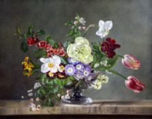 § Cecil Kennedy (1905-1997)oil on canvas,Still life of spring flowers in a glass bowl,signed,16 x