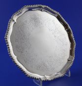 A George III silver waiter by John Crouch I & Thomas Hannam, of shaped circular form, with gadrooned