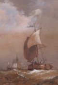Richard Henry Nibbs (1816-1895)watercolour and body colour,Fishing boats at sea,signed and dated '