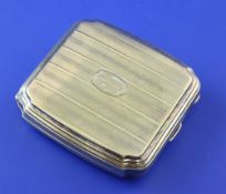 A 1920's/1930's Tiffany & Co sterling silver gilt cigarette case, of square form with inverted