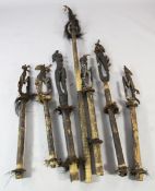 Papua New Guinea Sepik River, a collection of seven tribal bamboo flutes, variously carved and