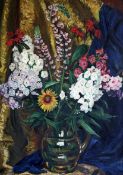 § Dame Laura Knight R.A., R.W.S. (1877-1970)oil on canvas,Still life of Phlox and Lupins,signed