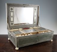 A 19th century Anglo Indian ivory and sadeli work box, the hinged lid revealing a fitted interior