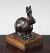 Gunnar Nilsson (Swedish, 1904-1995). A patinated bronze model of a seated hare, signed G. Nilsson,