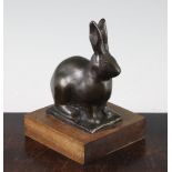Gunnar Nilsson (Swedish, 1904-1995). A patinated bronze model of a seated hare, signed G. Nilsson,
