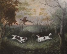 Clifton Tomson (1775-1828)oil on canvas,Spaniels flushing out cock pheasant,signed and dated 1823,