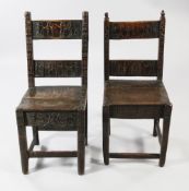 An unusual pair of late 18th century Orkney / Faroe Islands fruitwood chairs, of small stature and