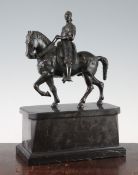 After Donnatello. A patinated bronze model of Gattamelata, figure on horseback, on rectangular