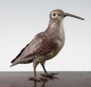 A late 19th / early 20th century Austrian cold painted bronze woodcock, 7in.