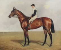 Alfred Wheeler (1851-1932)oil on canvas,Donovan with Fred Barrett up, St Ledger 1889,signed,17 x