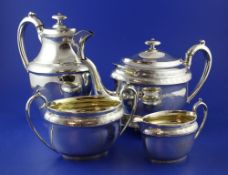 A Victorian Scottish silver five piece tea set, by Hamilton & Inches, comprising teapot and stand,