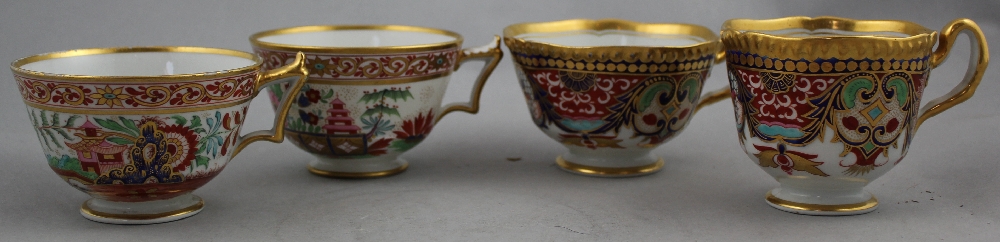 the two cups and a saucer decorated in polychrome enamels, one cup and saucer with a figure in a - Image 6 of 8